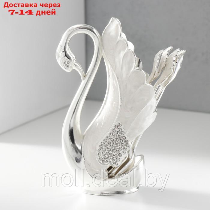 Набор из 6 шт сувенирных ложек в виде пера "Белый лебедь со стразами" 5х8,5х15 см - фото 5 - id-p214899006