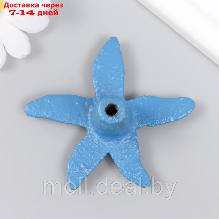 Ручка дверная чугун "Морская звезда" голубая с патиной 6,6х7,4 см - фото 4 - id-p214902798