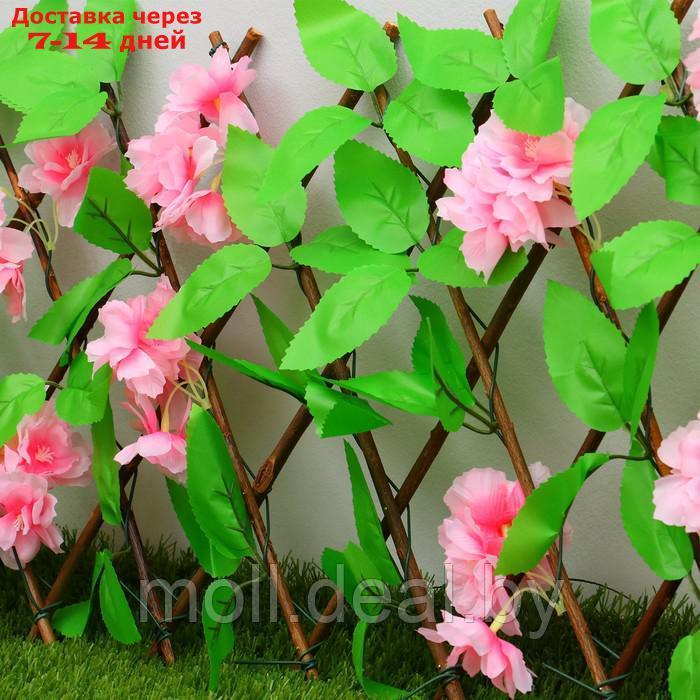 Ограждение декоративное, 110 × 40 см, "Розовые цветы", Greengo - фото 2 - id-p214901118