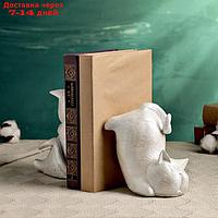 Держатель-подставка для книг "Два кота" набор, белые с серебром, 15см