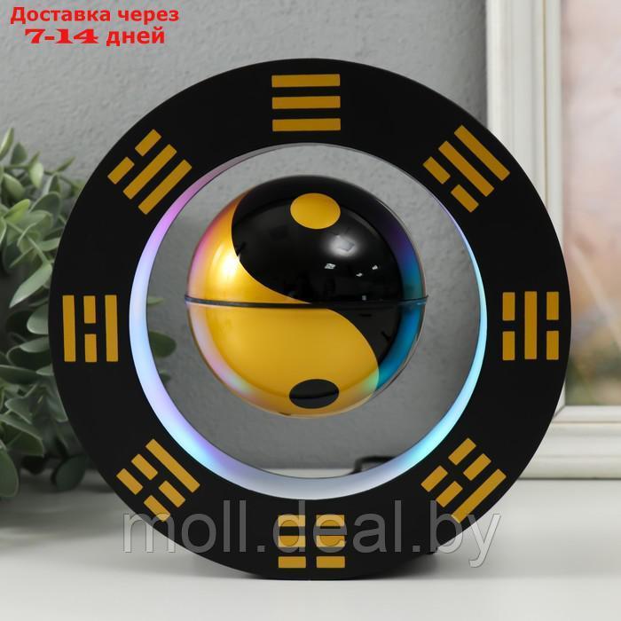 Левитирующий сувенир свет "Инь-ян в круге" чёрный шар d=8,5 см 22х8,5х22 см