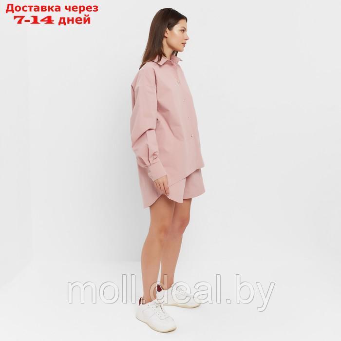 Костюм женский (рубашка, шорты) MINAKU: Oversize цвет тёмно-розовый, размер 46 - фото 3 - id-p214900166
