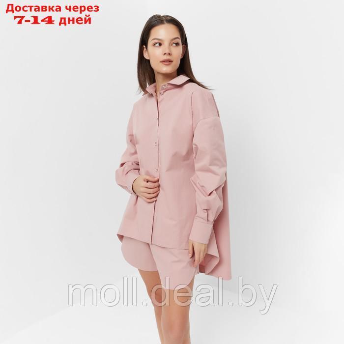 Костюм женский (рубашка, шорты) MINAKU: Oversize цвет тёмно-розовый, размер 46 - фото 5 - id-p214900166