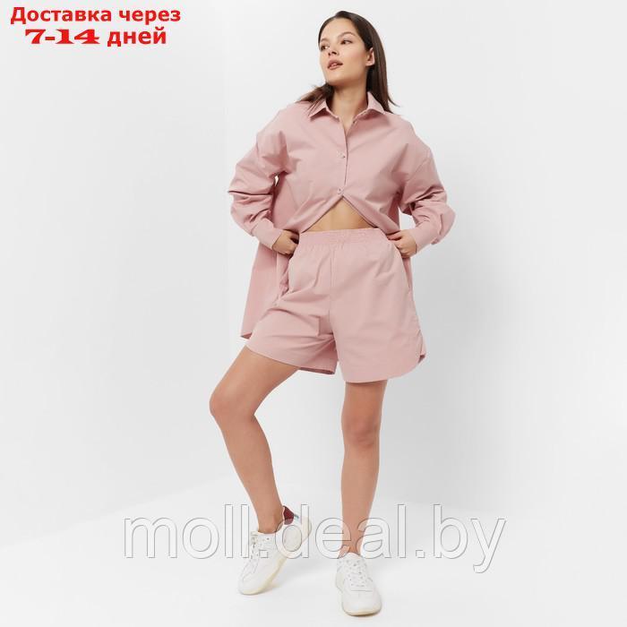 Костюм женский (рубашка, шорты) MINAKU: Oversize цвет тёмно-розовый, размер 46 - фото 6 - id-p214900166