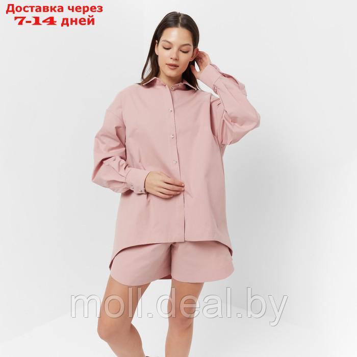 Костюм женский (рубашка, шорты) MINAKU: Oversize цвет тёмно-розовый, размер 46 - фото 7 - id-p214900166