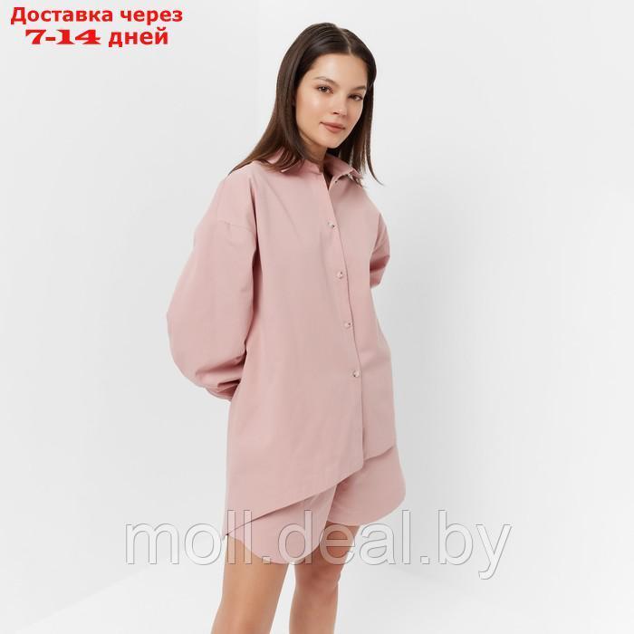 Костюм женский (рубашка, шорты) MINAKU: Oversize цвет тёмно-розовый, размер 46 - фото 8 - id-p214900166