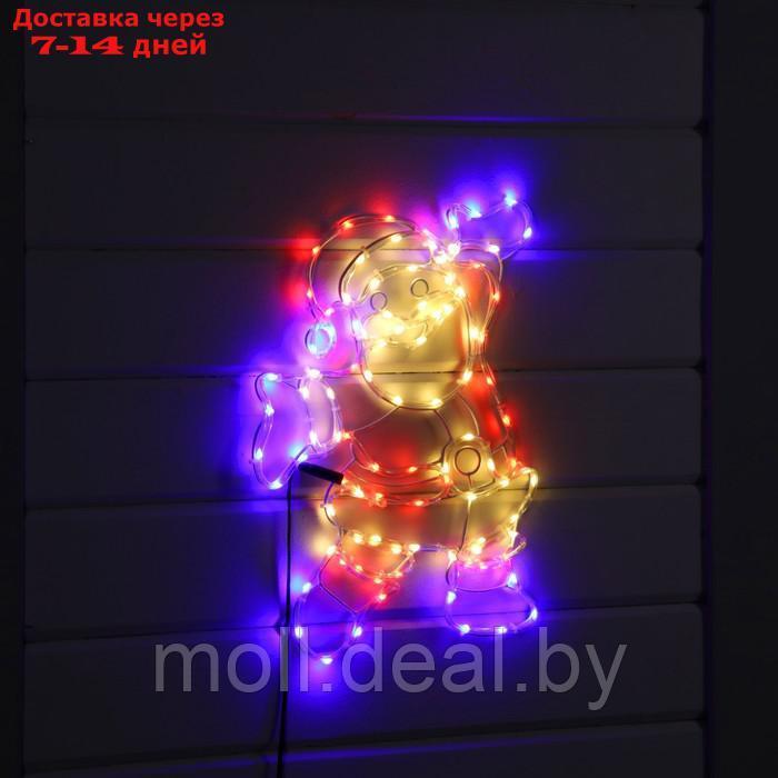 Светодиодная фигура "Дед Мороз", 38 × 50 см, дюралайт, 100 LED, 220 В, свечение красное/зелёное/белое