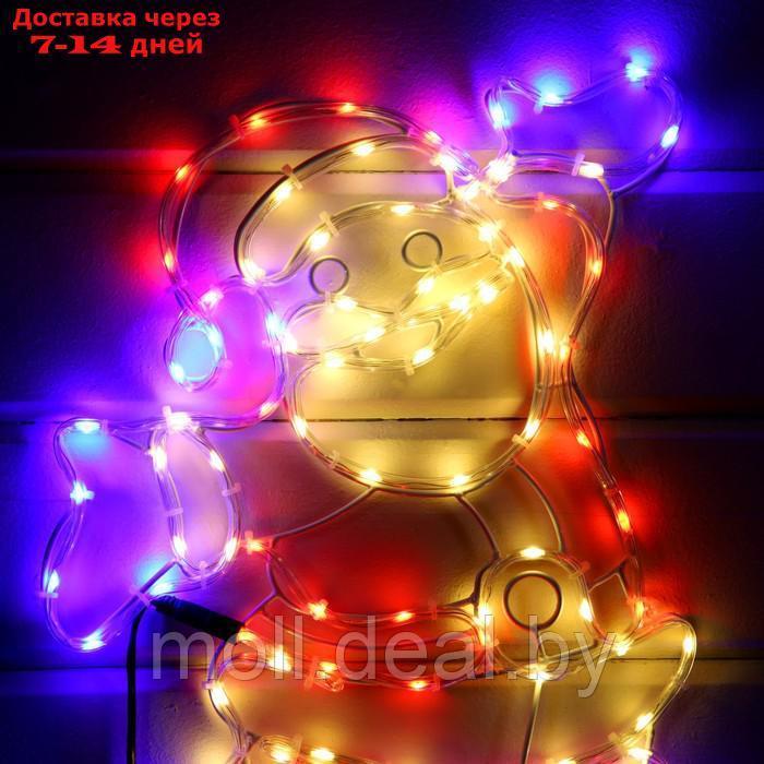 Светодиодная фигура "Дед Мороз", 38 × 50 см, дюралайт, 100 LED, 220 В, свечение красное/зелёное/белое - фото 3 - id-p214900262