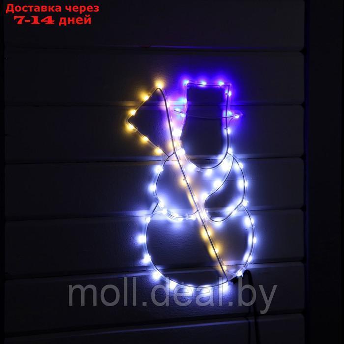 Светодиодная фигура "Снеговик", 48 × 52 см, дюралайт, 60 LED, 220 В, свечение белое/тёплое белое/синее - фото 1 - id-p214900266