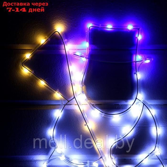 Светодиодная фигура "Снеговик", 48 × 52 см, дюралайт, 60 LED, 220 В, свечение белое/тёплое белое/синее - фото 3 - id-p214900266