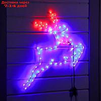 Светодиодная фигура "Олень", 72 × 55 см, дюралайт, 80 LED, 220 В, свечение синее/красное