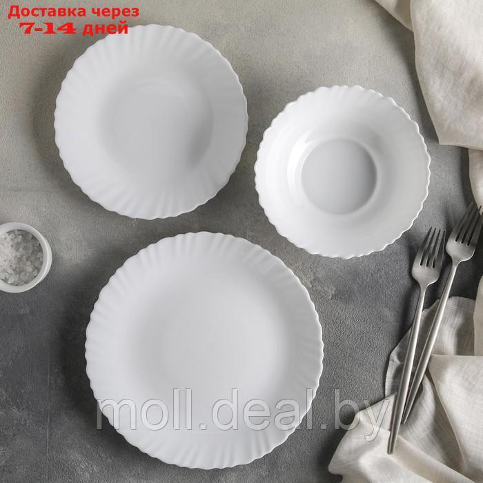 Сервиз столовый Avvir "Дива", 18 предметов: 6 тарелок d=17,5 см, d=23 см, 5×5 см, стеклокерамика, цвет белый - фото 2 - id-p214901434