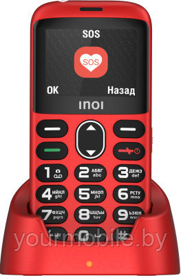 Мобильный телефон Inoi 118B (бабушкофон с хорошей батареей и док-станцией) Красный - фото 2 - id-p214931315