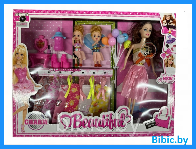 Детская кукла Барби с 2 детьми KL988A3, детский игровой набор кукол Barbie для девочек с аксессуарами - фото 1 - id-p214931397