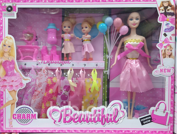 Детская кукла Барби с 2 детьми KL988A3, детский игровой набор кукол Barbie для девочек с аксессуарами - фото 3 - id-p214931397