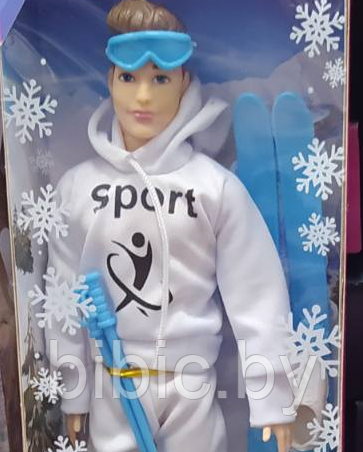 Детская кукла Кен в лыжном костюме 2201A-2, детский игровой набор кукол Ken для девочек с аксессуарами - фото 3 - id-p214931417
