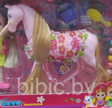 Детский игровой набор кукол Nini Love, пупс с лошадкой и аксессуарами, 55816 кукла с пони, игрушка для девочек - фото 3 - id-p214931528