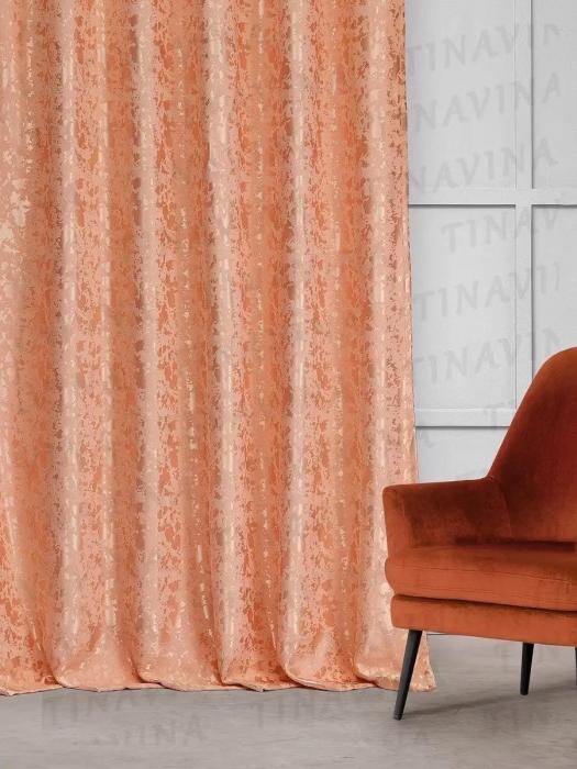 Шторы блэкаут готовые оранжевые мраморные современные плотные комплект портьеры для зала спальни в гостиную - фото 3 - id-p214931813