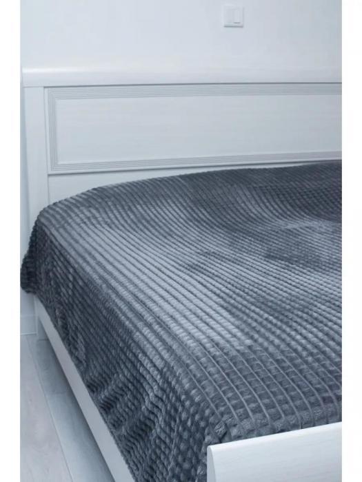 Плед 200х220 см на кровать диван пушистый флисовый евро велсофт теплый серый кубик пледик покрывало - фото 7 - id-p214931836