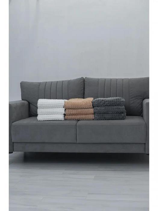 Плед 200х220 см на кровать диван пушистый флисовый евро велсофт теплый серый кубик пледик покрывало - фото 10 - id-p214931836