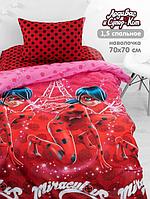 Постельное белье 1,5-спальное детское подростковое комплект для девочек подростков LadyBug Леди Баг полуторка