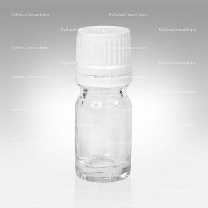 Флакон для капель 0,0050 л. (5 мл.) 18 прозрачное стекло с белой винтовой крышкой КПВ, фото 2