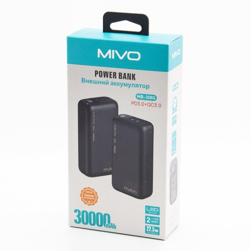 Беспроводное зарядное устройство Mivo MB-308Q 30000 mAh