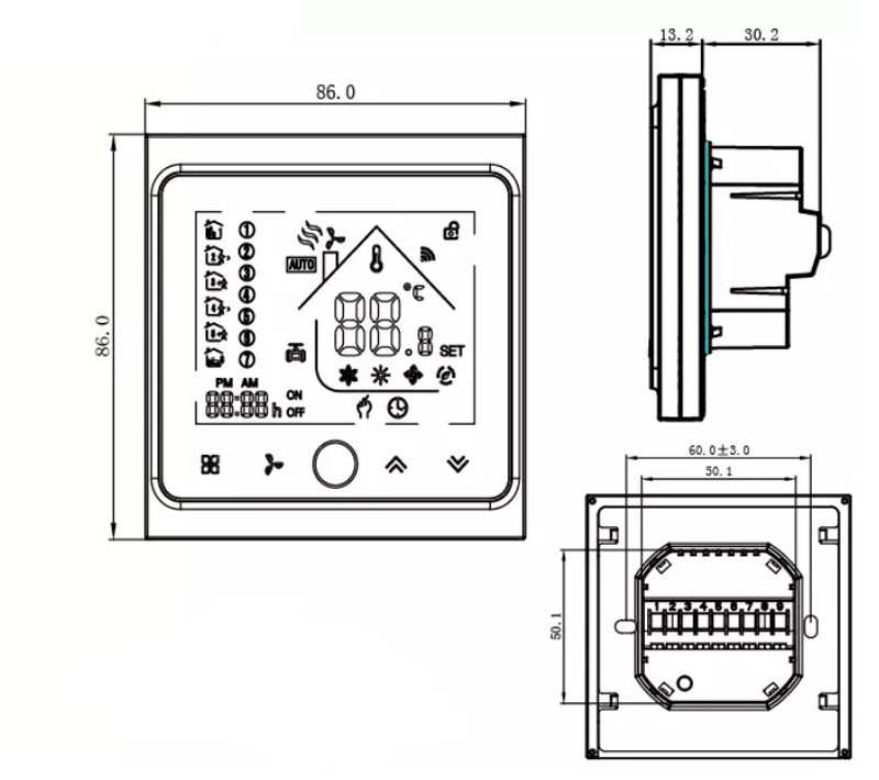 Программируемый терморегулятор Smart Life AC 603H-B WIFI, черный цвет - фото 3 - id-p214959271