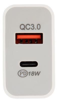 REXANT (18-2216) Сетевое зарядное устройство REXANT USB-A+USB-C адаптер, 18W белое - фото 1 - id-p213388964