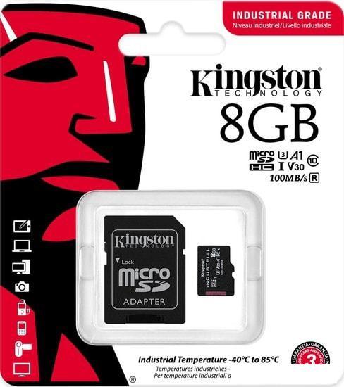 Карта памяти Kingston Industrial microSDHC SDCIT2/8GB 8GB (с адаптером) - фото 3 - id-p210331870