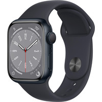 Умные часы Apple Watch Series 8 41 мм (алюминиевый корпус, полуночный/полуночный, спортивный силиконовый - фото 1 - id-p214971329