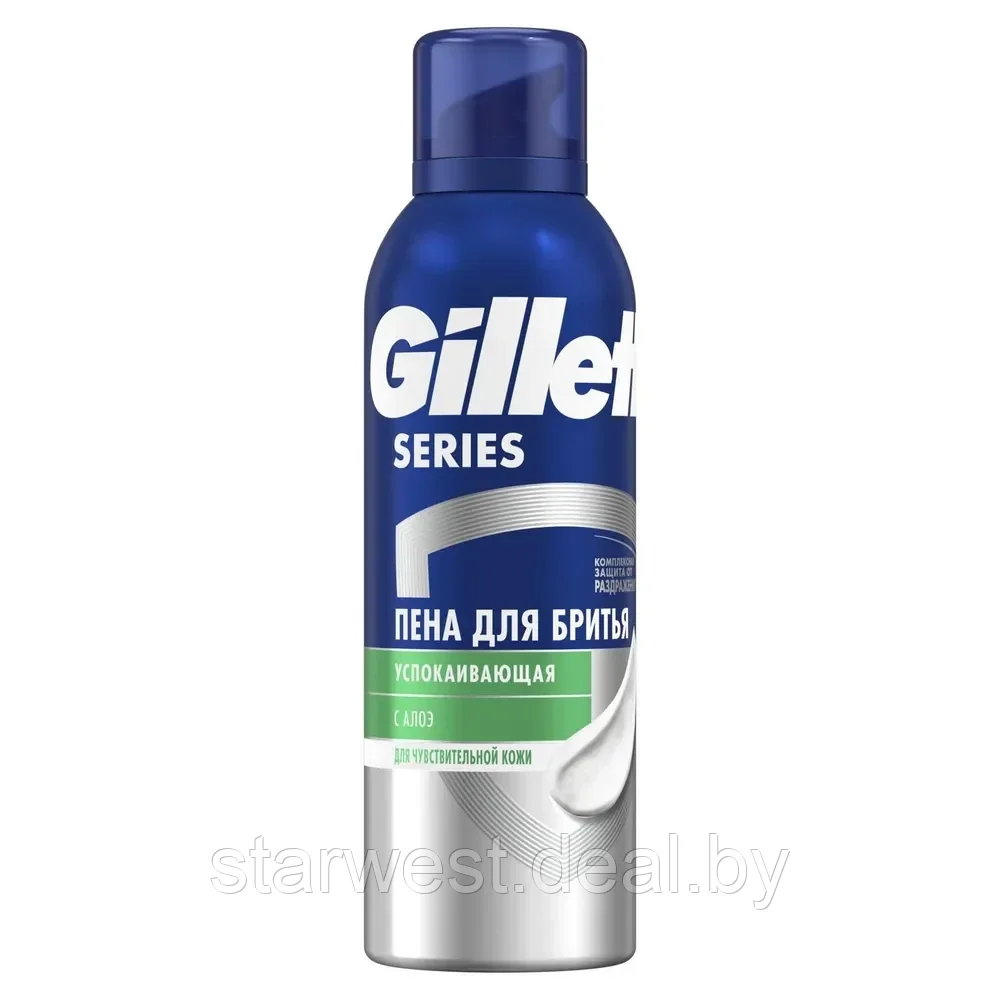 Gillette Series Sensitive / Успокаивающая 200 мл Пена для бритья для чувствительной кожи с алоэ - фото 2 - id-p214994491