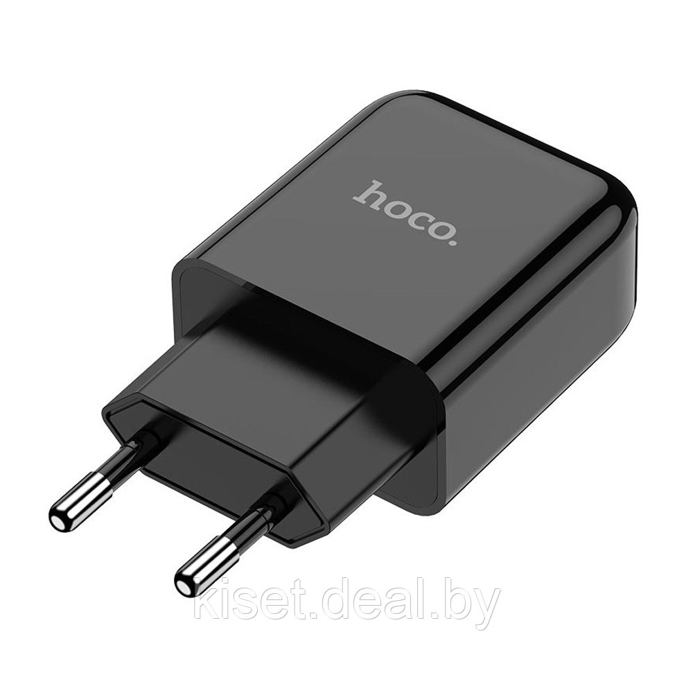 Сетевое зарядное устройство HOCO N2 2A черный + кабель Type-C - фото 2 - id-p214999189
