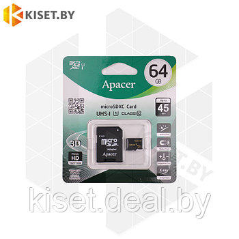 Карта памяти Apacer microSDHC UHS-I (Class 10) 64Gb (AP64GMCSX10U1-R)