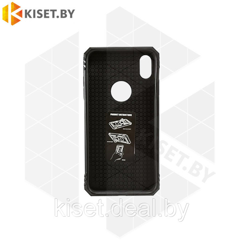 Гибридный противоударный чехол Defender Case для Apple iPhone XS Max серебристый - фото 2 - id-p214996701