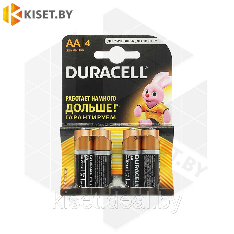 Батарейка AA Duracell LR6 MN1500 alkaline 4 шт - фото 1 - id-p214996153