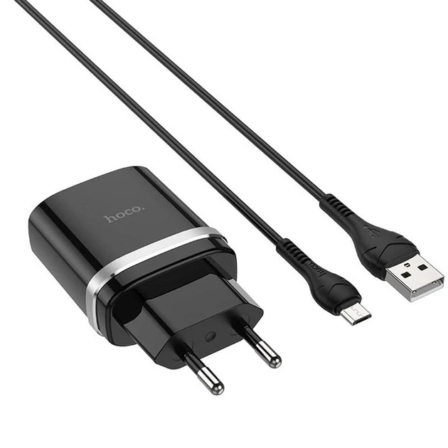 Сетевое зарядное устройство C12Q Smart QC3.0 charger set(Micro)(EU) черное - фото 1 - id-p215001005