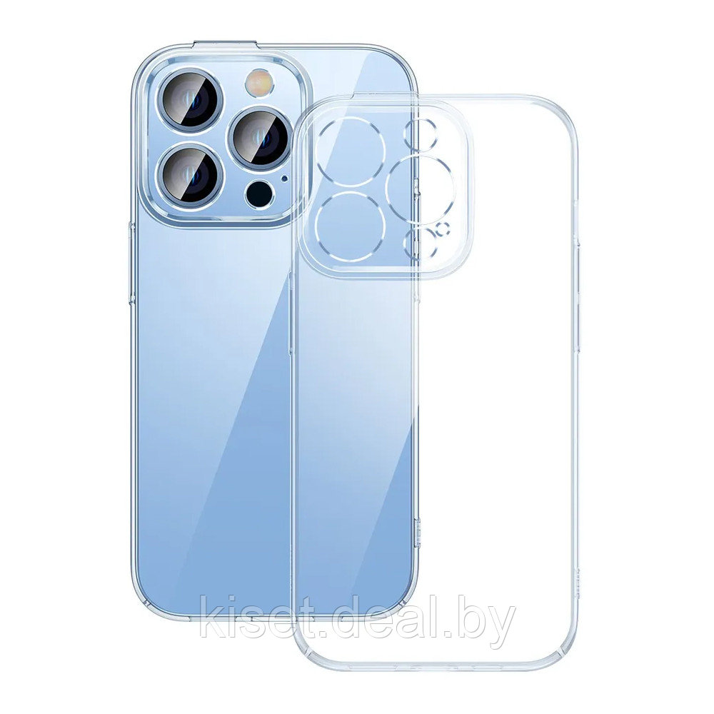 Чехол-накладка пластиковый Baseus Crystal Series ARJB000102 для iPhone 14 Pro прозрачный + защитное стекло - фото 1 - id-p214999542