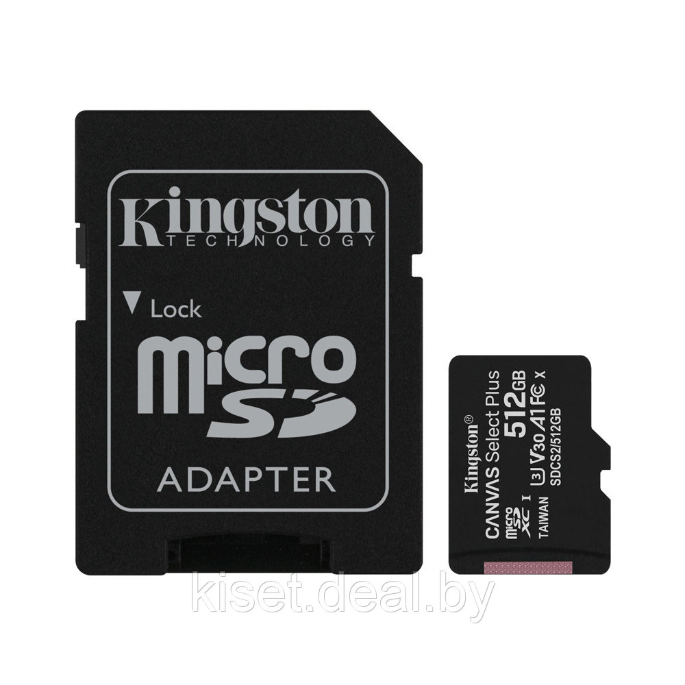 Карта памяти Kingston Canvas Select Plus microSDHC 512Gb (SDCS2/512GB) - фото 1 - id-p214999550
