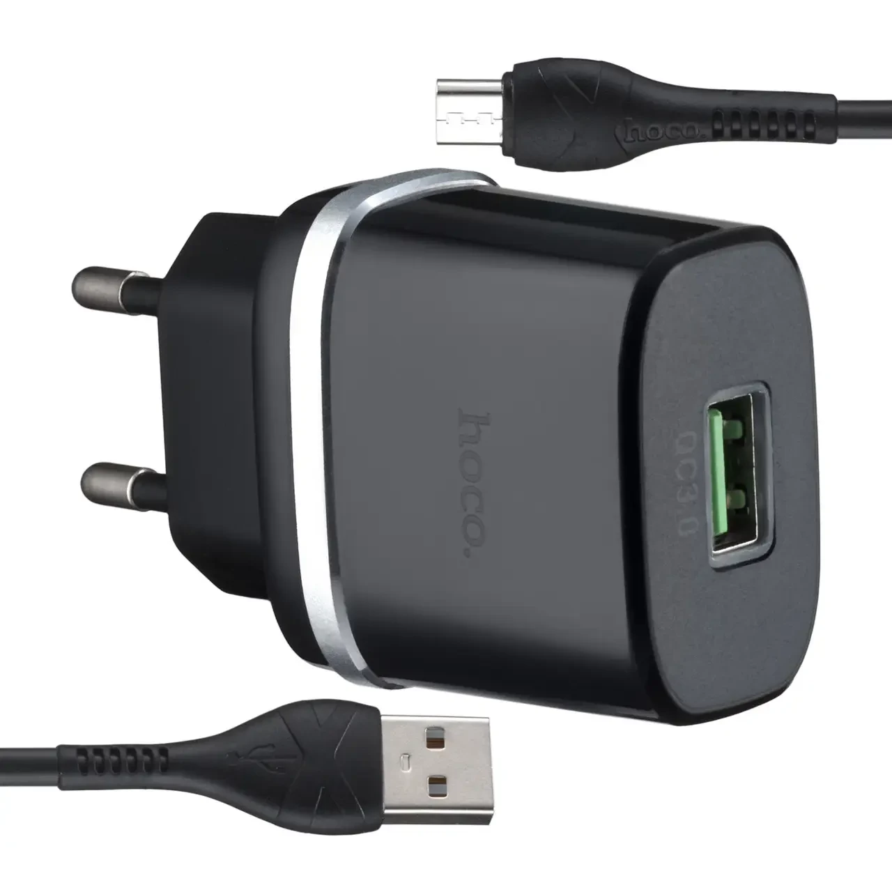 Сетевое зарядное устройство C12Q Smart QC3.0 charger set(Micro)(EU) черное - фото 2 - id-p215001005