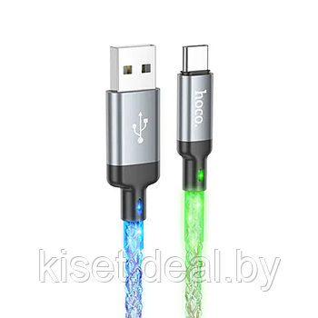 Кабель HOCO U112 USB-A - Type-C 3A 1m серый с подсветкой