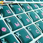 Силиконовые наклейки черные на клавиатуру (розовые символы ENRU-S48106), фото 2