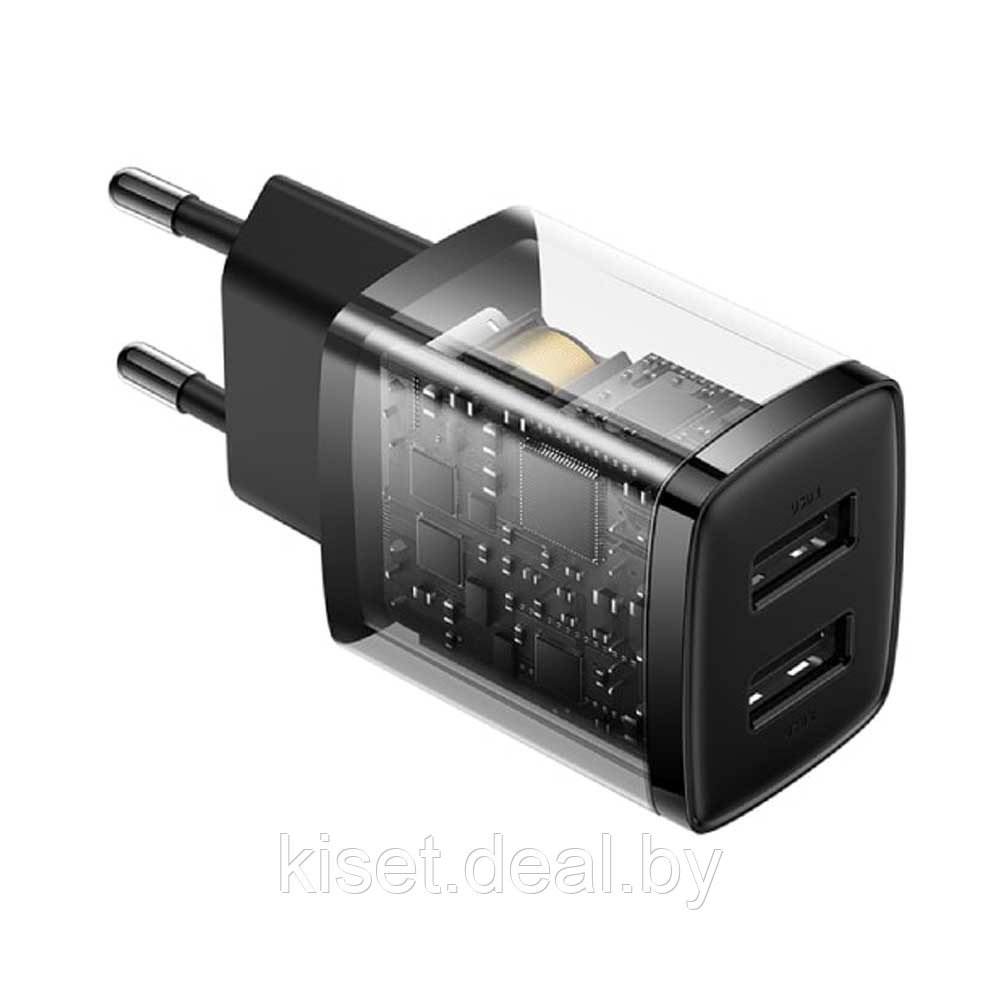 Сетевое зарядное устройство Baseus Compact charger 2USB-A 10.5W CCXJ010201 черный - фото 2 - id-p214999808