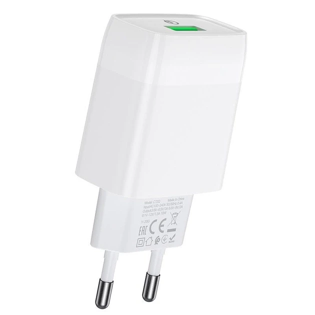 Сетевое зарядное устройство C72Q Glorious single port QC3.0 charger(EU) белый - фото 1 - id-p215001395