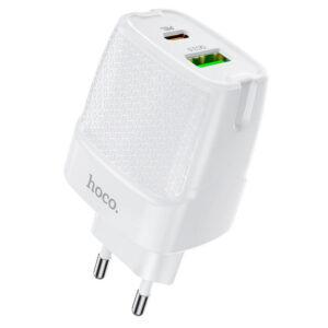 Сетевое зарядное устройство C85A Bright dual port PD20W+QC3.0 charger(EU) белый - фото 3 - id-p215001578
