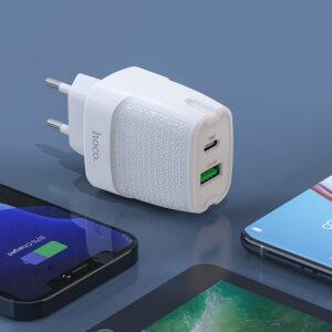 Сетевое зарядное устройство C85A Bright dual port PD20W+QC3.0 charger(EU) белый - фото 4 - id-p215001578