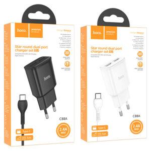 Сетевое зарядное устройство C88A Star round dual port charger set(iP)(EU) белый - фото 3 - id-p215001752