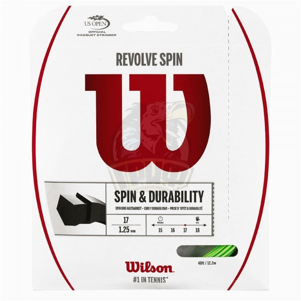 Струна теннисная Wilson Revolve Spin 17 1.25/12.2 м (зеленый) (арт. WRZ956900) - фото 1 - id-p215002856