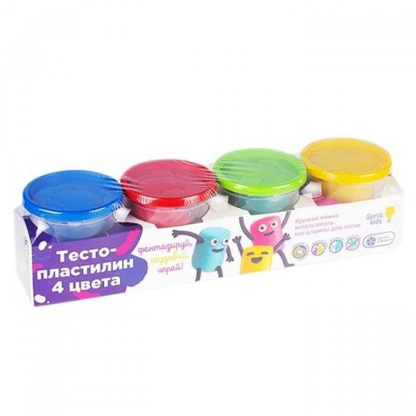 Тесто-пластилин Genio Kids 4цв (в контейнере) - фото 1 - id-p215003029