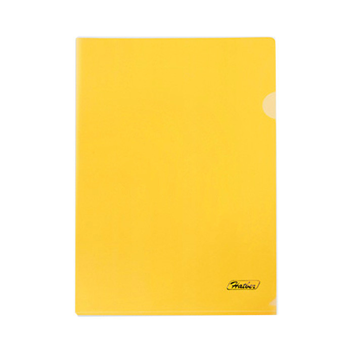 Папка-Уголок пластиковая Hatber А4, желтая